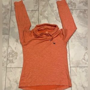 The Black Dog Chunky Turtleneck Top Sz XS Women’s Orange  Drawstring Logo Hi-Lo